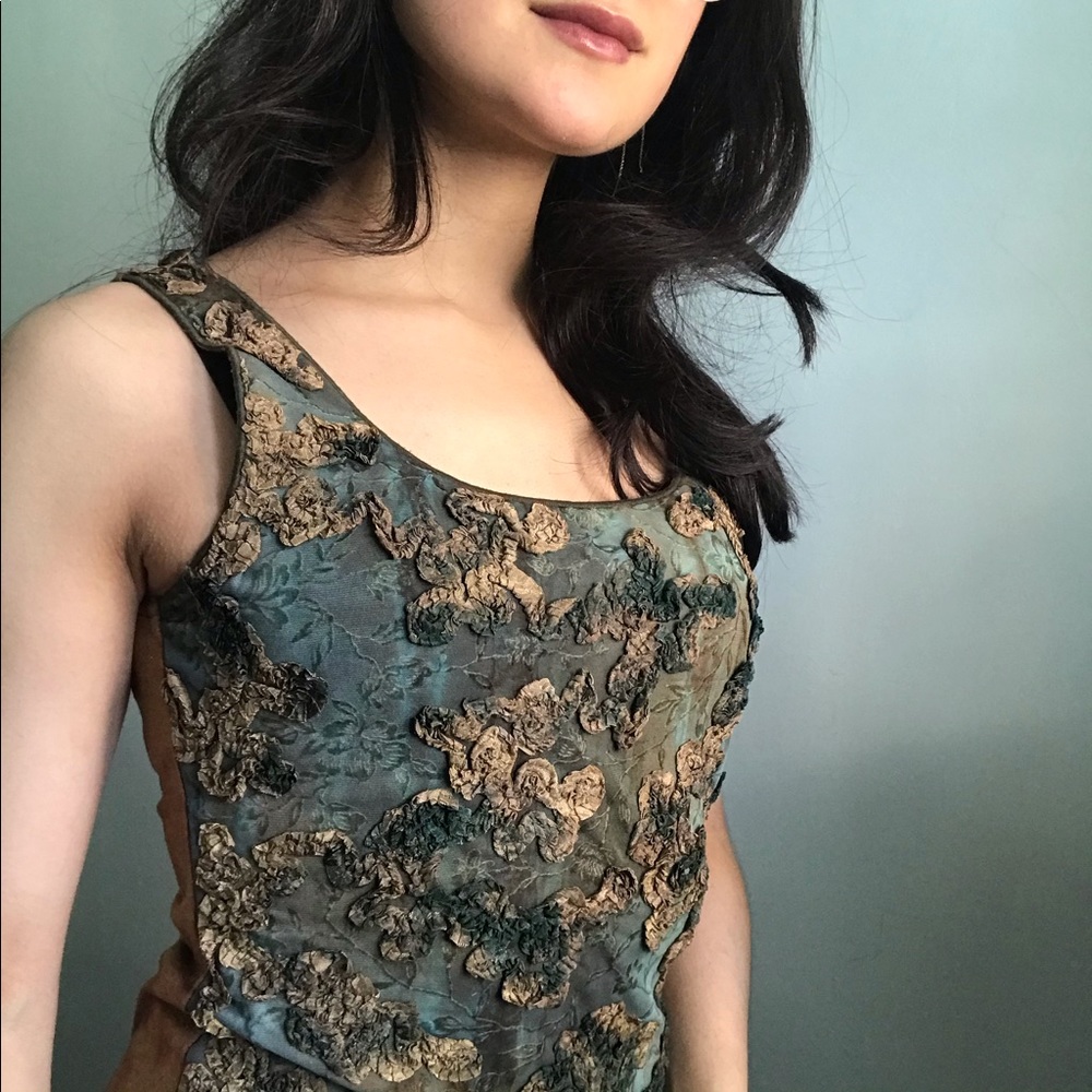 Mezon green and brown textured tank top